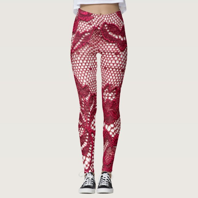Röda snöre: elastisk jacwardtextil. leggings (Framsida)