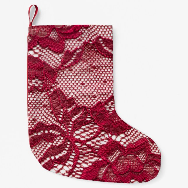 Röda snöre: elastisk jacwardtextil. liten julstrumpa (Framsidan)
