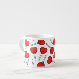 Röda snurror, hjärtformade snurror, snurremönster espressomugg