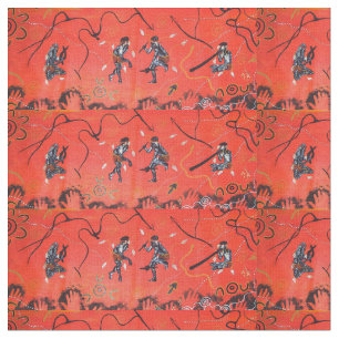 Röda Sol-dansare Aboriginal Fabric Tyg