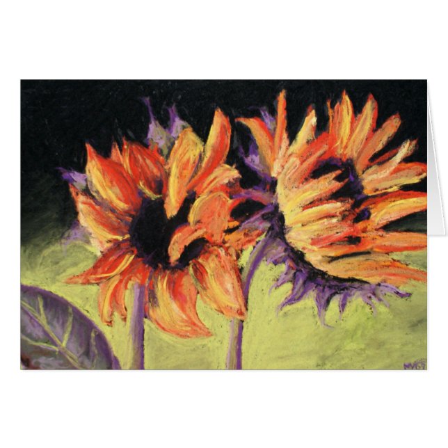 Röda solrosor (JAG) Hälsningskort (Framsidan Horizontal)