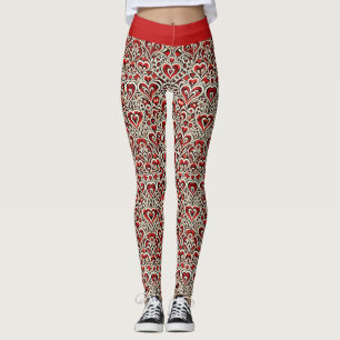Röda söta hjärtan leggings