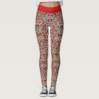 Röda söta hjärtan leggings