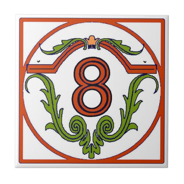 Röda spanska Brev-husets nummer Kakelplatta (Framsidan)