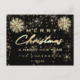 Röda Spark i god jul Gott nytt år Snö Guld Vykort