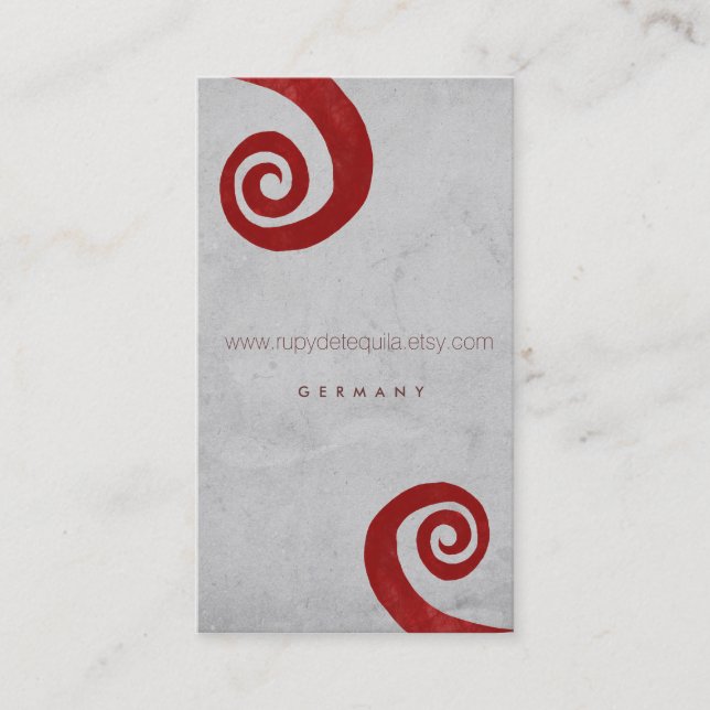 Röda spiral, handgjort affärskort visitkort (Framsida)