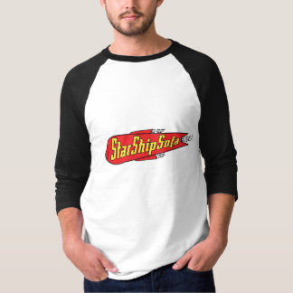 Röda StarShipSofa/sleeveRaglan för gult 3/4 T-shirt
