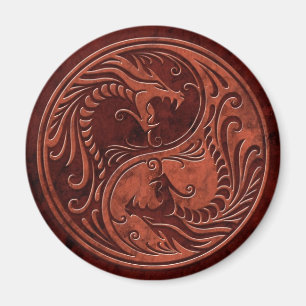 Röda stenYin Yang drakar Magnet