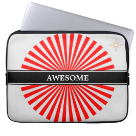 Röda stigning sol-strålar på silver grått laptop fodral