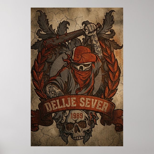Röda Stjärnan Belgrad Delije Sever 1989 Poster (Framsidan)