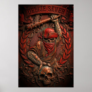 Röda Stjärnan Belgrad Ultras Hooligan Präglad Poster