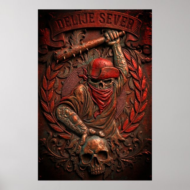 Röda Stjärnan Belgrad Ultras Hooligan Präglad Poster (Framsidan)