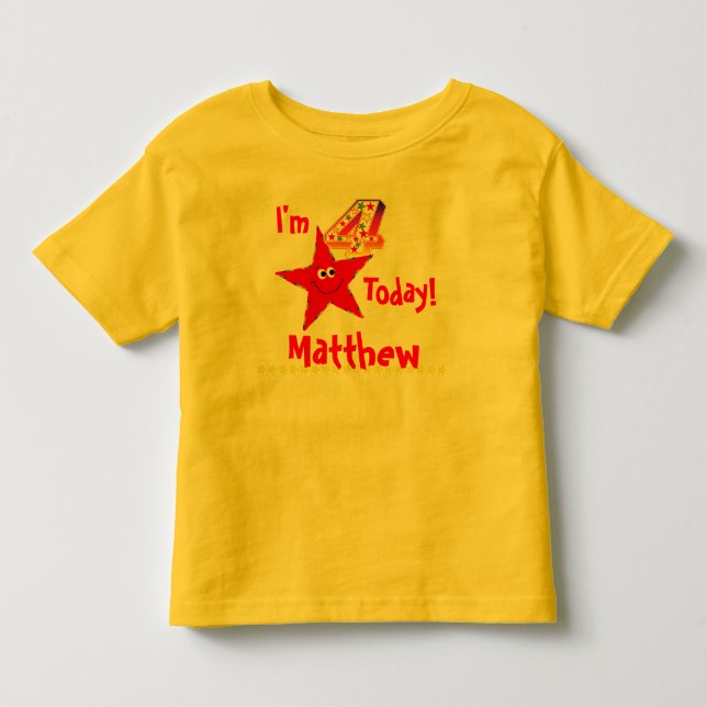 Röda stjärnor för 4e födelsedagenpartyskjorta t-shirt (Framsida)