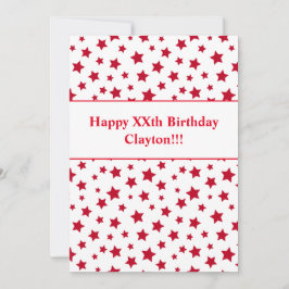 Röda stjärnor med Message Födelsedagsfest inbjudan