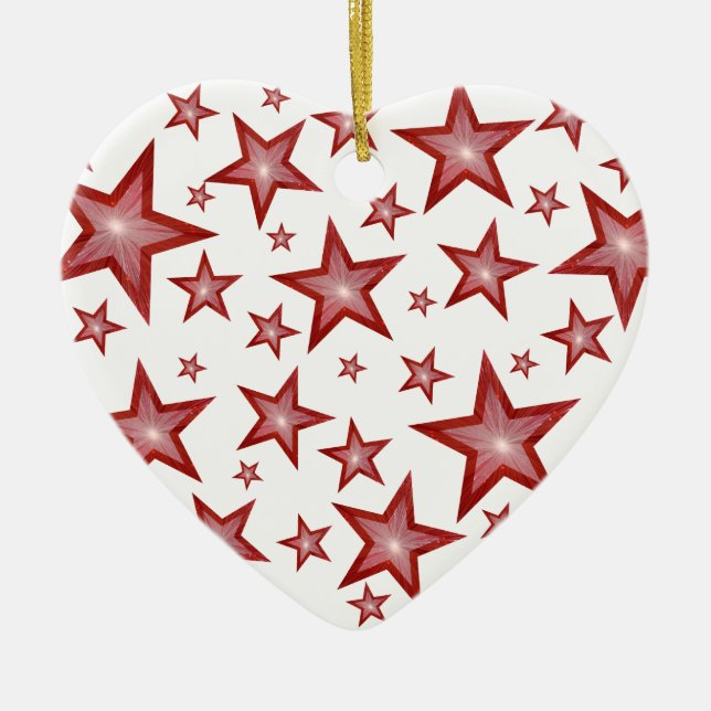 Röda stjärnor, ornament hjärta vit (Framsidan)