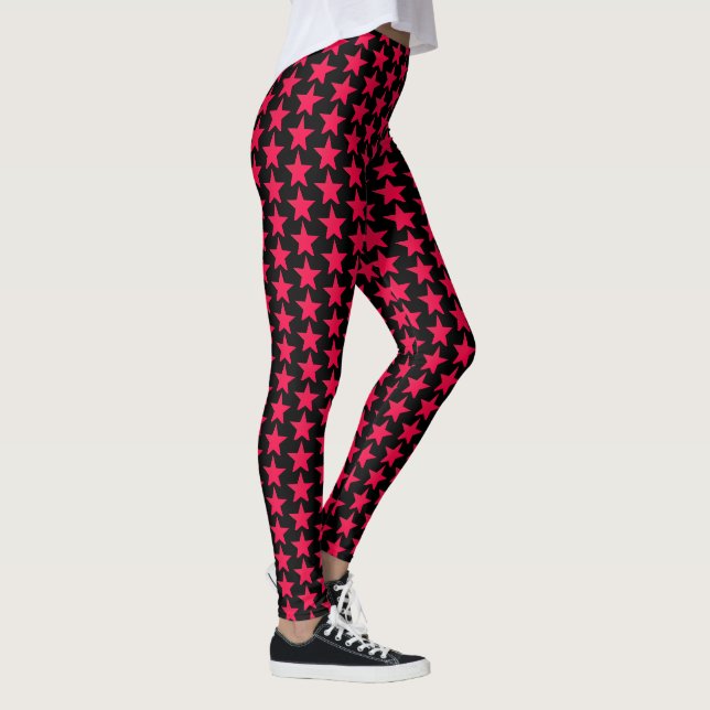 Röda Stjärnor Svarta Leggings (Höger)