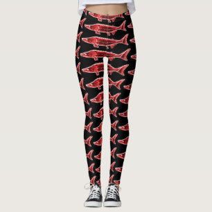 röda störer som simmar svart leggings