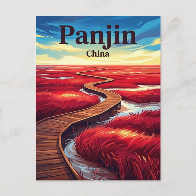 Röda stranden Kina Vykort (Framsida)