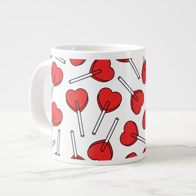 Röda sugkarameller, hjärtformade sugkarameller, mö jumbo mugg (Framsida vänster)