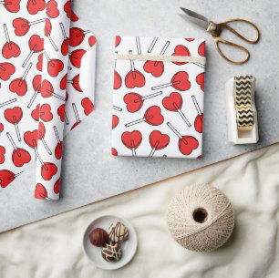 Röda sugkarameller, hjärtformade sugkarameller, mö presentpapper