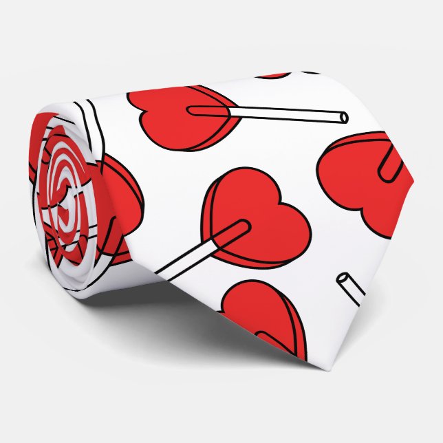 Röda sugkarameller, hjärtformade sugkarameller, mö slips (Rullad)