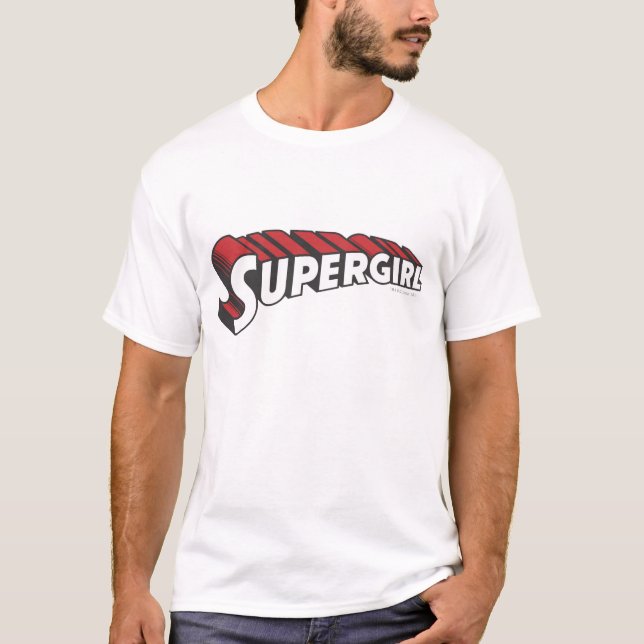 Röda Supergirl och vitlogotyp T Shirt (Framsida)