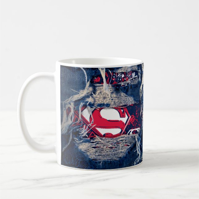 Röda Supergirl, vit & blått Kaffemugg (Vänster)