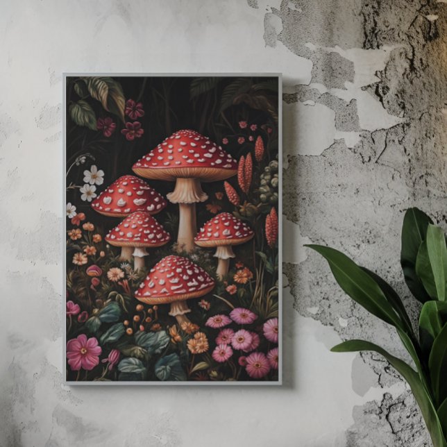 Röda svampar i en Fantasy Forest Poster (Skapare uppladdad)