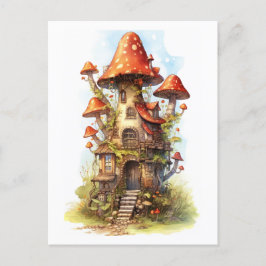 Röda svamphus vykort