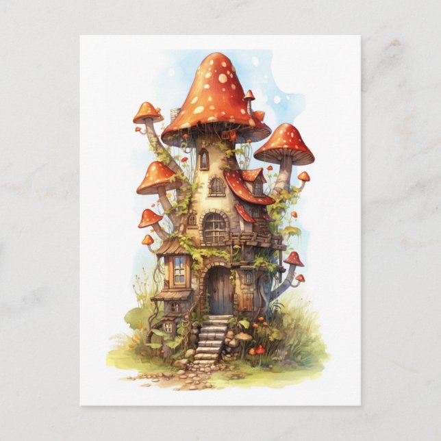 Röda svamphus vykort (Framsida)