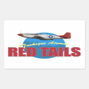 Röda svanTuskegee Airmen med P-51 Rektangulärt Klistermärke