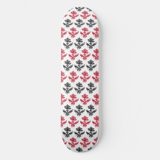 Röda & svart Damasque grafitti Skateboard Bräda 21,5 Cm (Framsida)