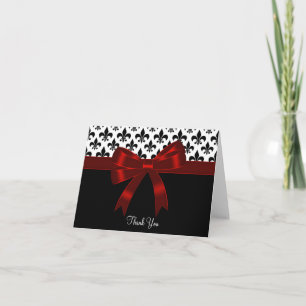 Röda svart Fleur De Lis tackkort