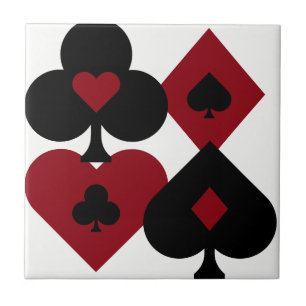 Röda & svart kostymer för pokerkortdäck kakelplatta