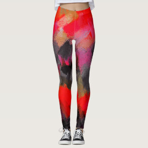 Röda svart rosor målar splatteren leggings