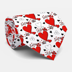 Röda svart vitvalentin manar för dag Tie Slips