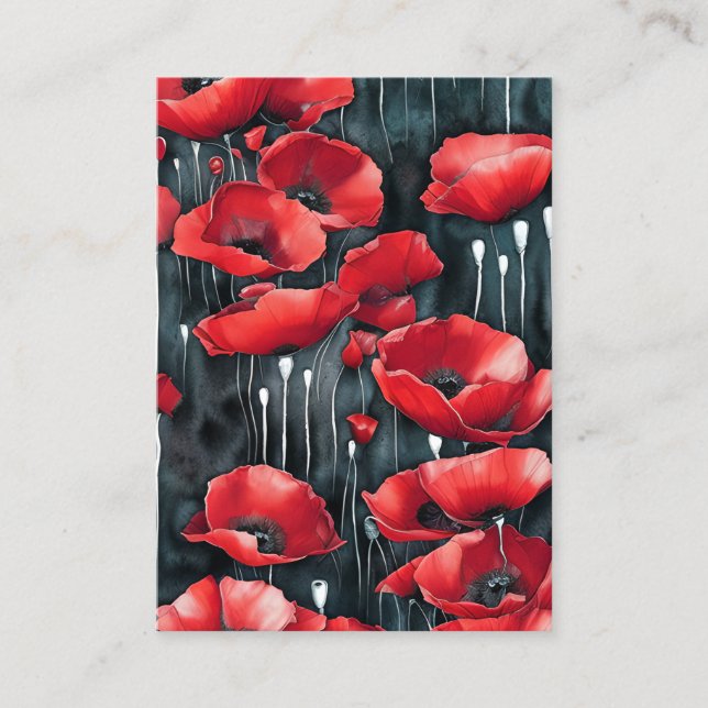 Röda svarta Bläck-flödstackor 3D-Blommigt 8 kB Visitkort (Framsida)