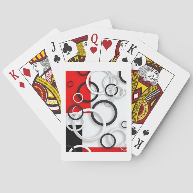 Röda Svarta Cirklar Sherpa Kast Casinokort (Baksidan)