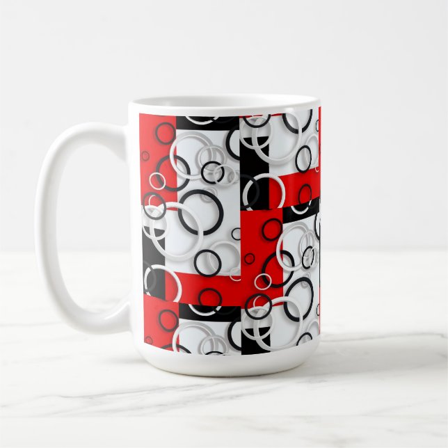 Röda Svarta Cirklar Sherpa Kast Kaffemugg (Vänster)