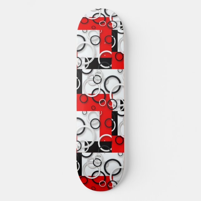 Röda Svarta Cirklar Sherpa Kast Mini Skateboard Bräda 18,5 Cm (Framsida)