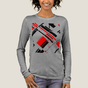 Röda svarta diagonala former linjer MCM-inspirerad T Shirt