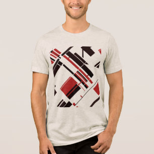 Röda svarta diagonala former linjer MCM look abstr T Shirt