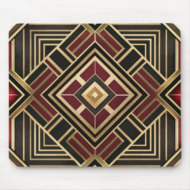 RÖDA SVARTA GULD ART DECO MÖNSTER MUSMATTA (Framsidan)