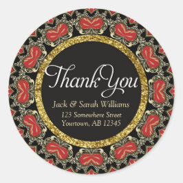 Röda Svarta + Guld Tack runda Klistermärken