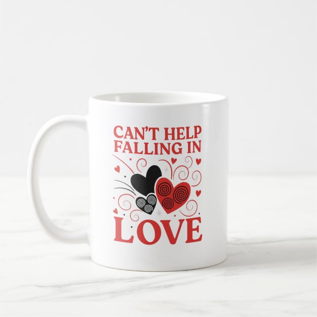 Röda & Svarta Hjärtan Design Kaffemugg (Vänster)