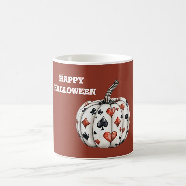 Röda Svarta Hjärtan Spader Halloween Pumpa Kaffemugg (Center)