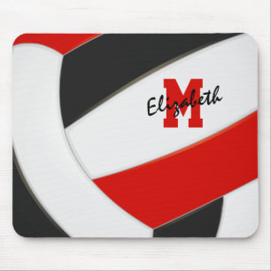 röda svarta lagfärger volleybollspelare monogram musmatta