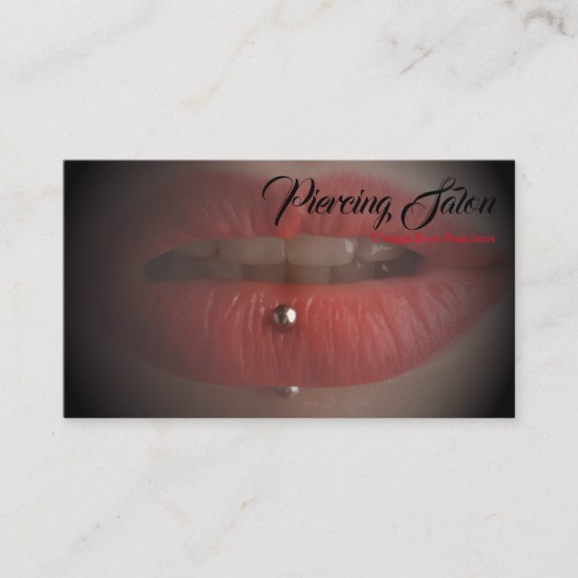 Röda svarta läppar Piercing foto Visitkort (Framsida)
