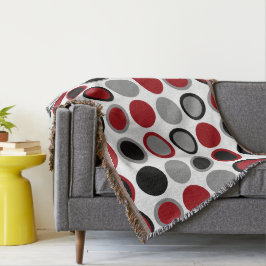 Röda, svarta och Grått-cirklar Filt