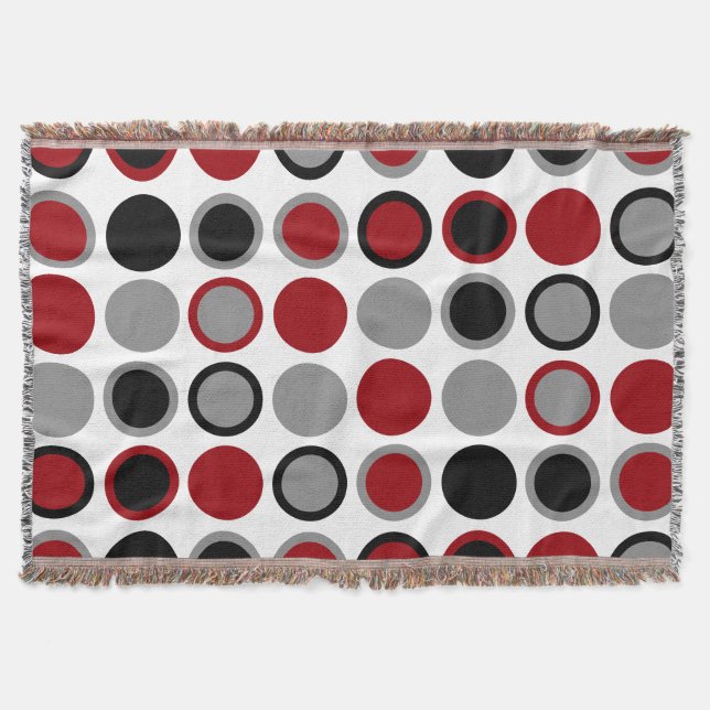 Röda, svarta och Grått-cirklar Filt (Framsidan)